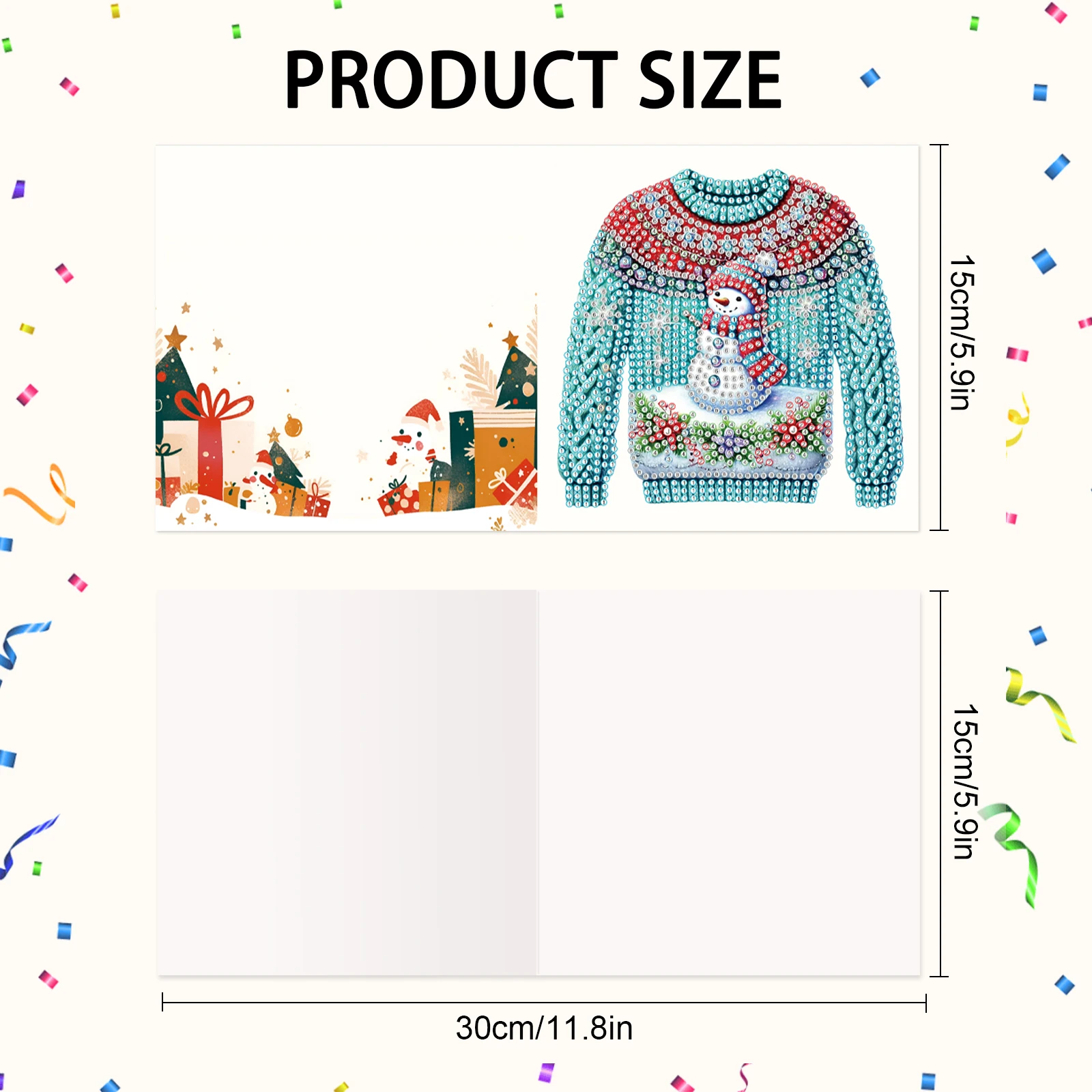 6PcsDiamond Art Painting Greeting Cards Kit,DIY Christmas sweater Handmade Festival Greeting Diamond Birthday Creative Card Gift - view 2