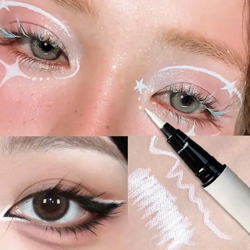 Ultradünner, mattweißer Eyeliner-Stift, wasserfest, wischfest, langanhaltend, Pigment für strahlende Augen, Make-up