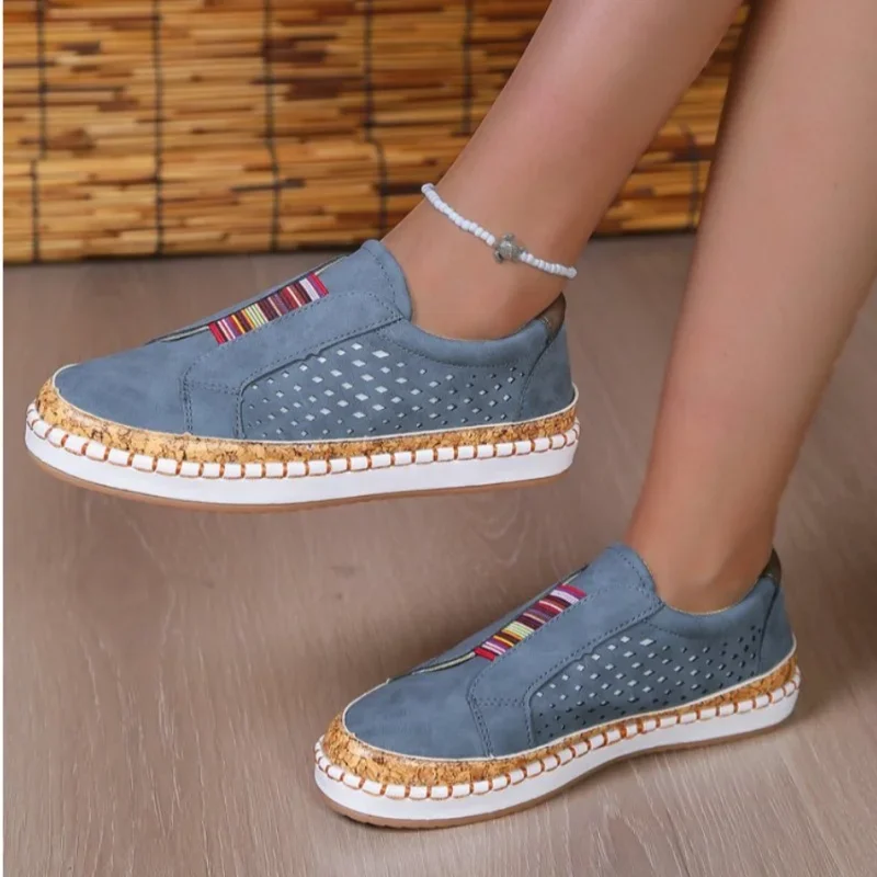 Women's Sneakers 2024 Autumn Vulcanized Shoes Hollow Out Casual  Ladies Shoes Slip on Fashion Elastic Breathable Female Footwear