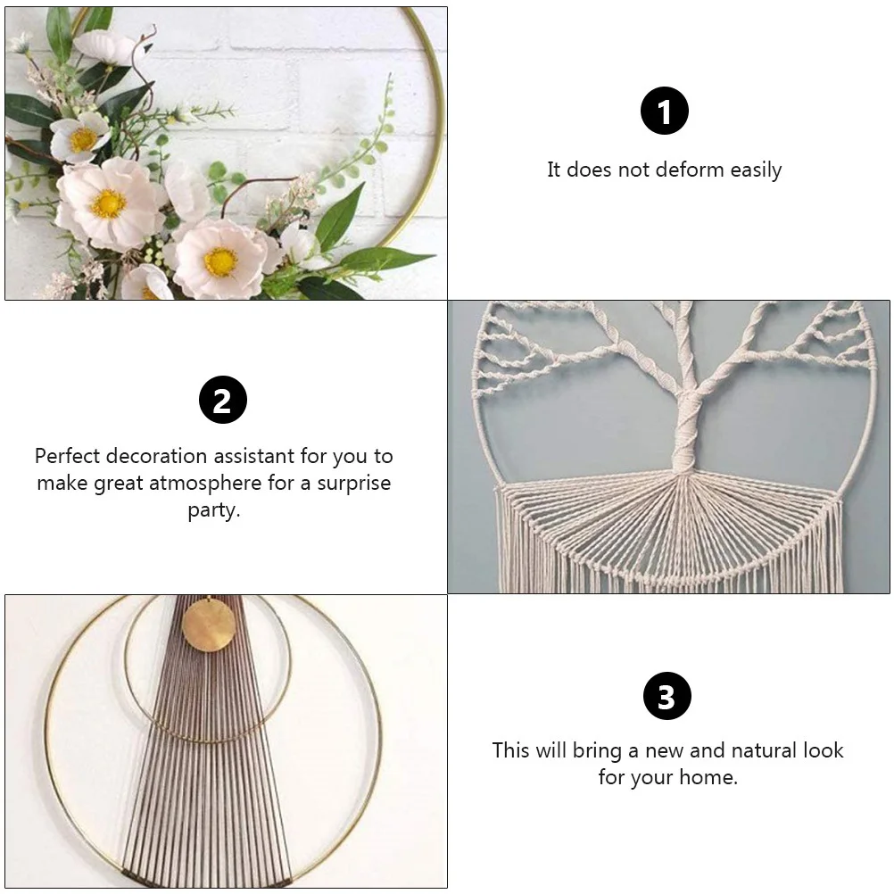 

2pcs Iron Ring Wind Chimes Wreath Diy Accessory Golden Home Garden Decor Loop For Balcony Office Hotel Party Decoration