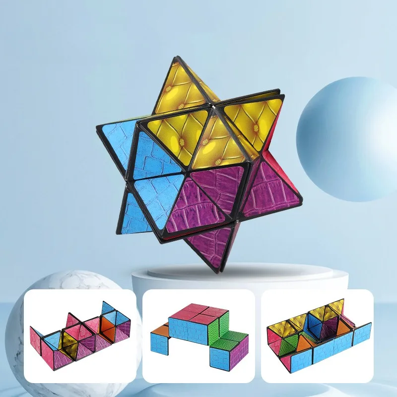 Cube Magique 3D Géométrique Interchangeable, Décompression, Puzzle à Rabat à la Main, Jouet pour Enfant, Cadeau de Vacances