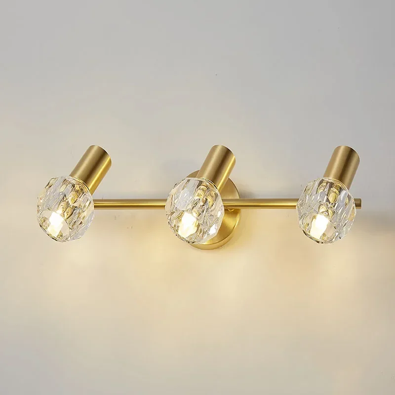 Crystal Gold LED Lâmpada de parede para casa, iluminação interior, espelho frontal, quarto de estudo moderno e banheiro, decoração da sala, luxo