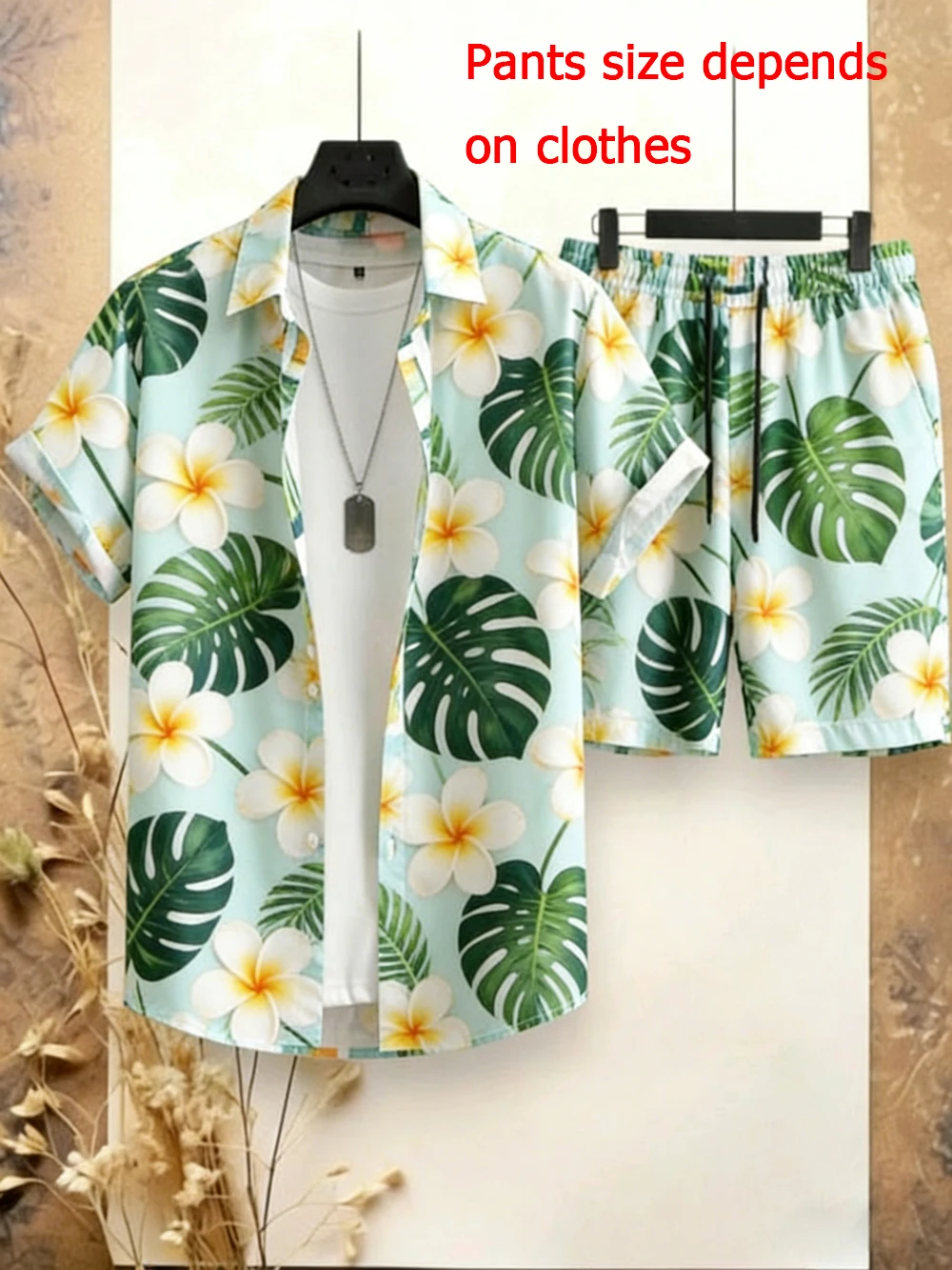 

Men's spring new fashion short-sleeved shorts shirt suit tropical plant coconut tree 3D printed shirt Hawaiian vacation clothes