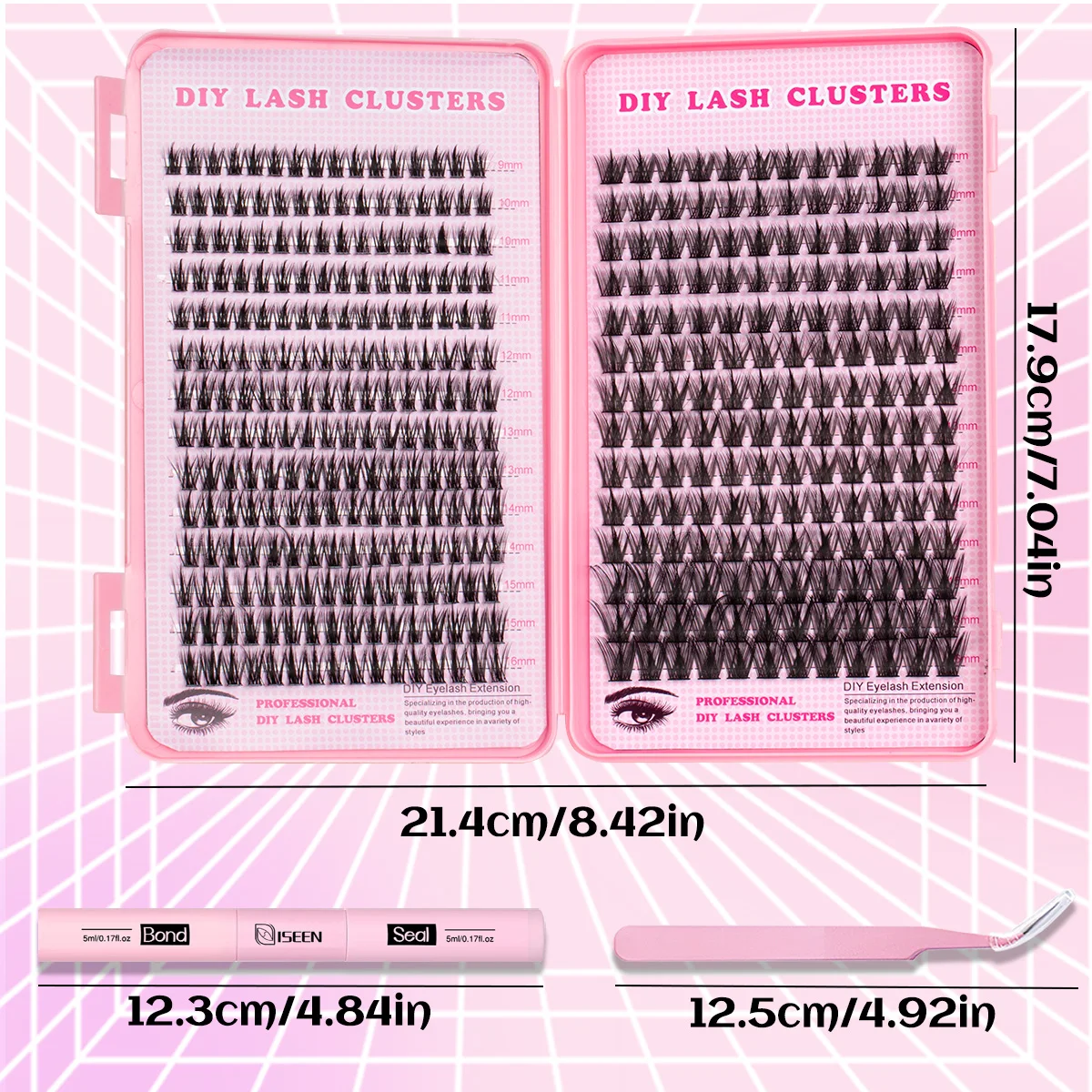 DIY-Cluster, Wimpern, natürliche Wimpernverlängerung, Schwalbenschwanz, segmentierte Wimpern mit Bindung und Siegel, Wimpernpinzette