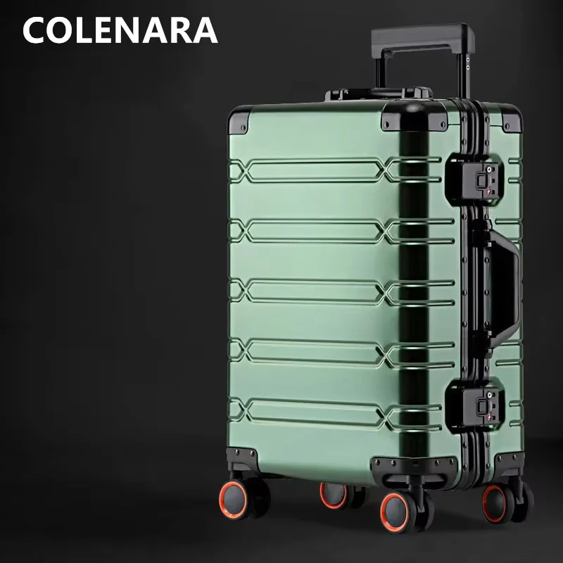 COLENARA Men's Suitcase Full Aluminum Magnesium Alloy Trolley Case Large Capacity Business Boarding Box 20