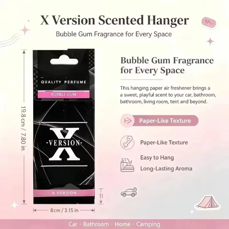 Multi Scents Paper Car Fragrance Hanging Ornament, 8 Different Aroma Choice for Car Interior Decoration