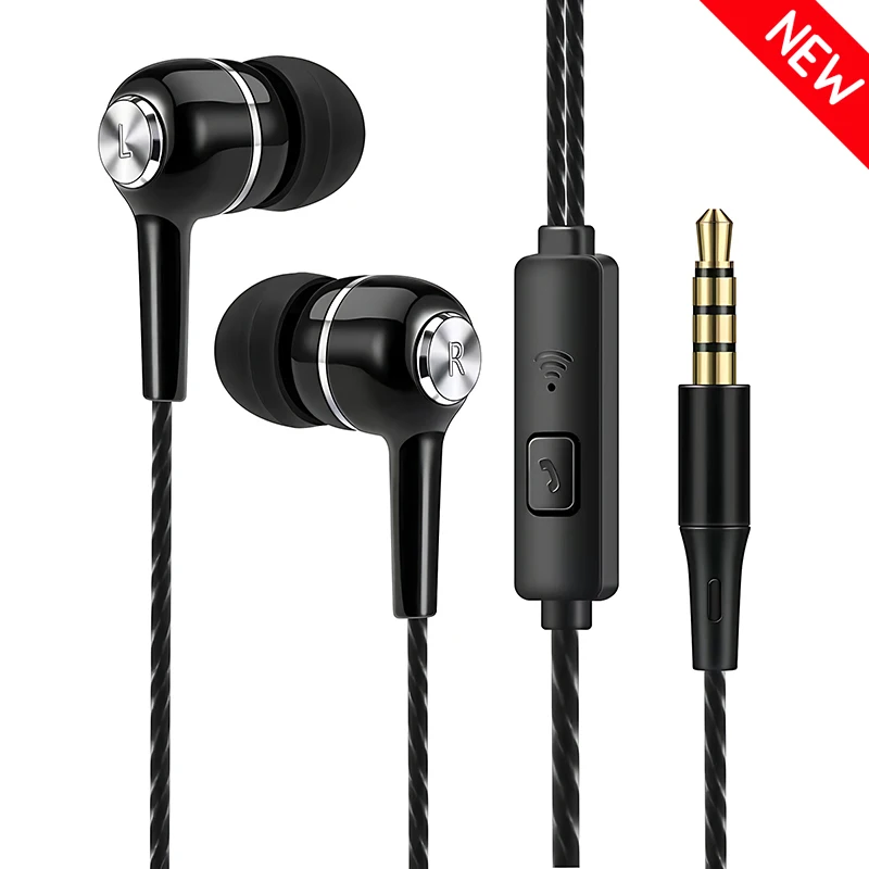 3.5mm HIFI Heavy Bass Wired Earbuds with Mic