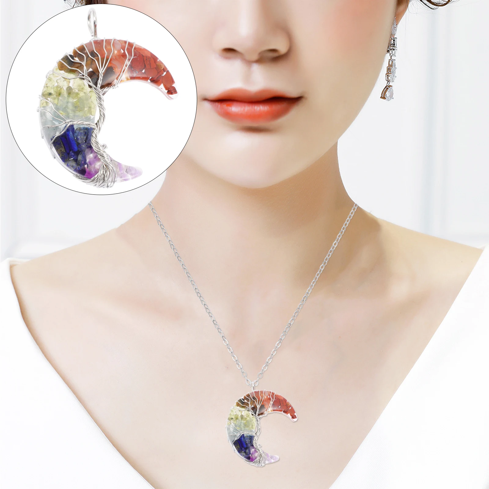 

Manual Moon Pendant Jewelry Miss Necklaces Charms Natural Gravel Resin DIY Making