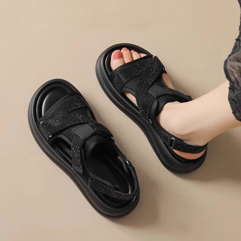 Children's Shoes Girls Fashion Breathable Thick-soled Sandals Summer New Sequined Cool Slippers Flat Sandals Size 28-37