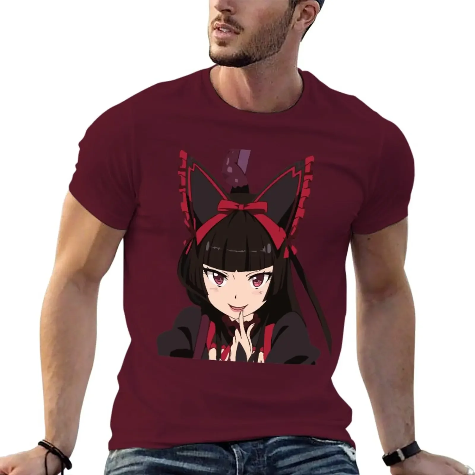 Vintage anime clothes Men's t-shirts Rory Mercury - Gate - Crouching T-Shirt graphic men clothing oversized harajuku tops funny