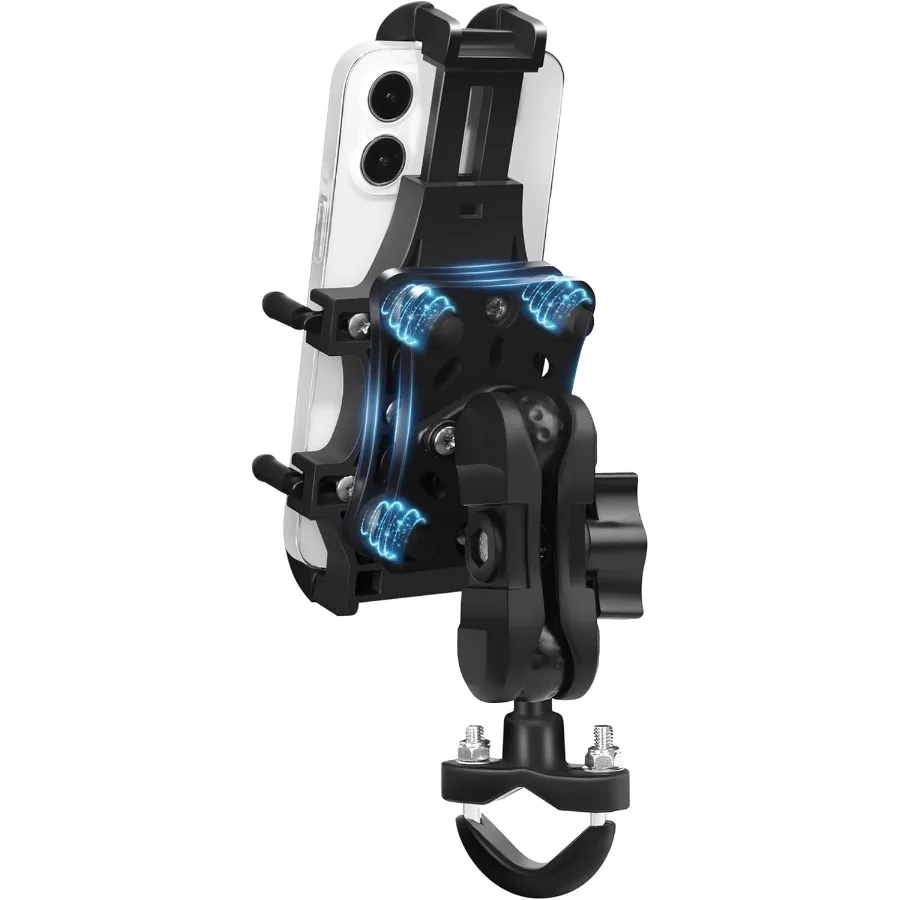 

Motorcycle Phone Mount with Vibration Dampener for OneHand Operation Secure Handlebar Bike Phone Holder Compatible with 4.77.1