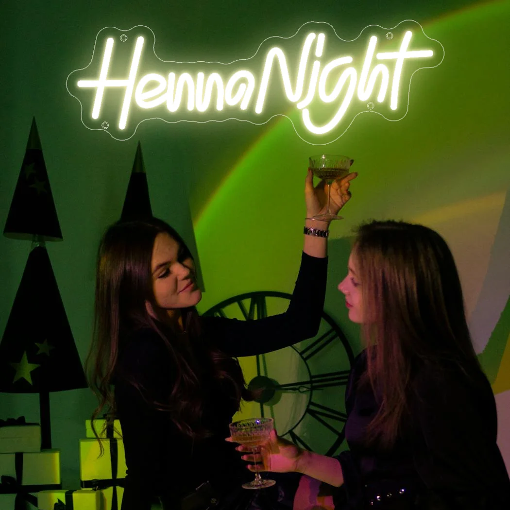 الحناء ليلة LED النيون علامات الزفاف النيون الزفاف الديكور ل غرفة نوم الزفاف غرفة الحفلات جدار الفن ديكور الحفلات النيون Led تسجيل