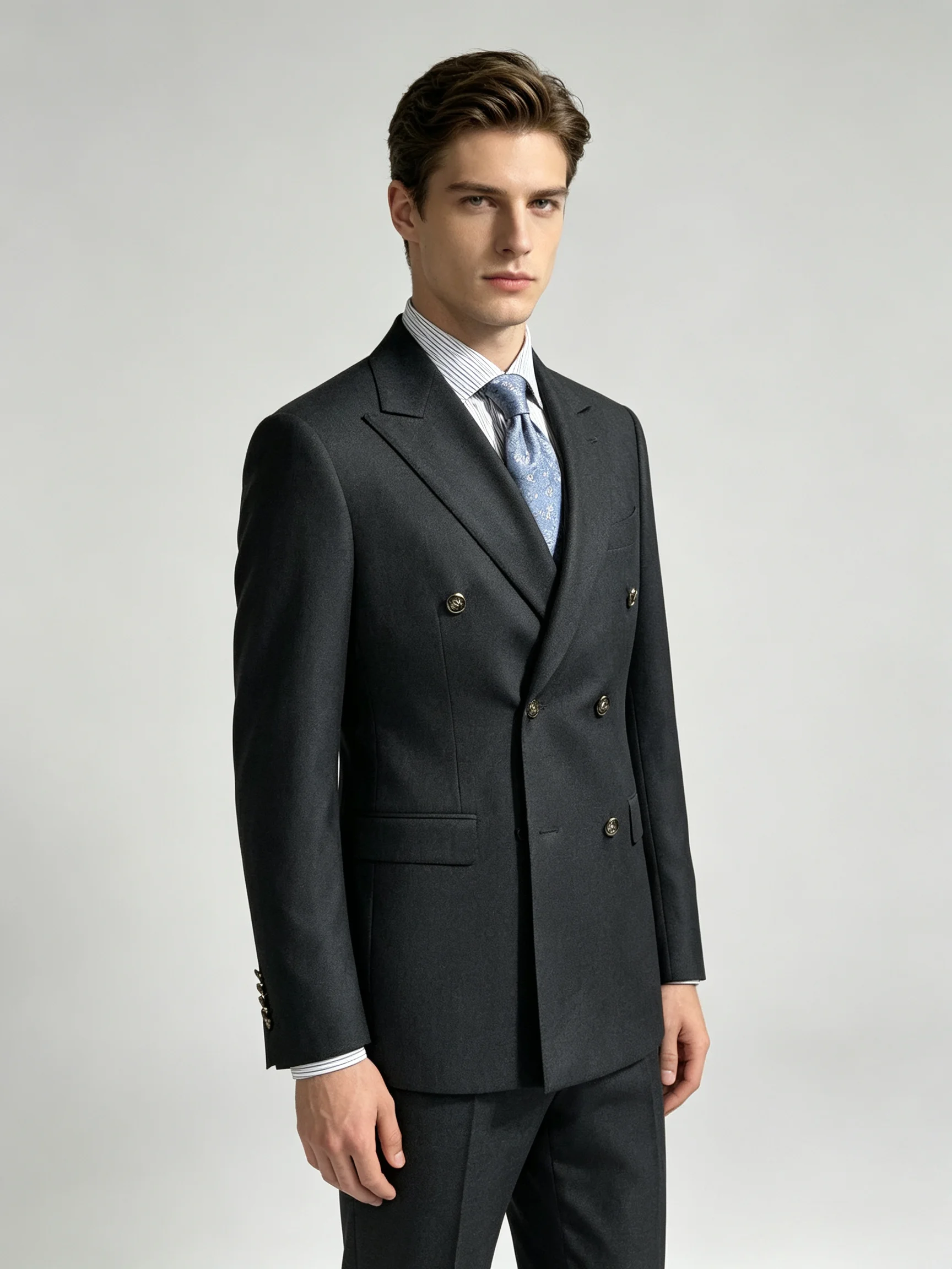 Double Breasted Men's Suits and Separates 3 Pieces Wedding Tuxedo Slim Fit Minimalist Formal Prom Blazer with Pants Formal