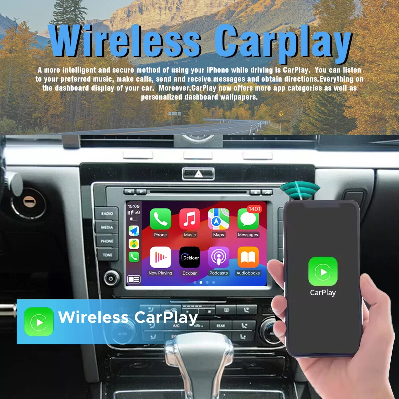 Wireless Carplay Android Auto Adapter for VW RNS510 Series Magotan/Tiguan/Passat/Phaeton/Skoda Mirror Link AirPlay Navigation