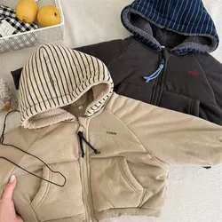 2025 Winter New Children Warm Hooded Coat Plus Velvet Thick Girls Padded Jacket Boys Cotton Fleece Coat Kids Quilted Jacket