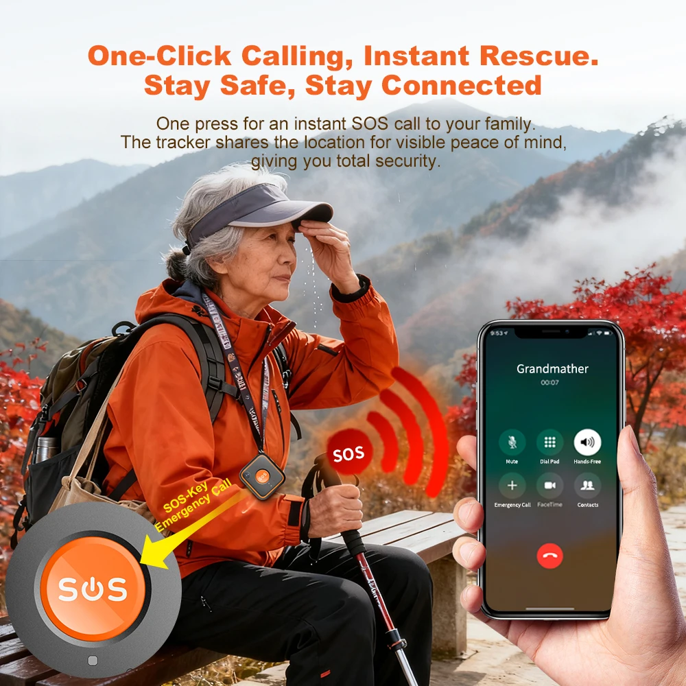 4G GPS Tracker for Kids or Elderly IP67 Waterproof SOS Camera V28C Emergency Alarm GPS Tracking Heart Rate Blood Pressure