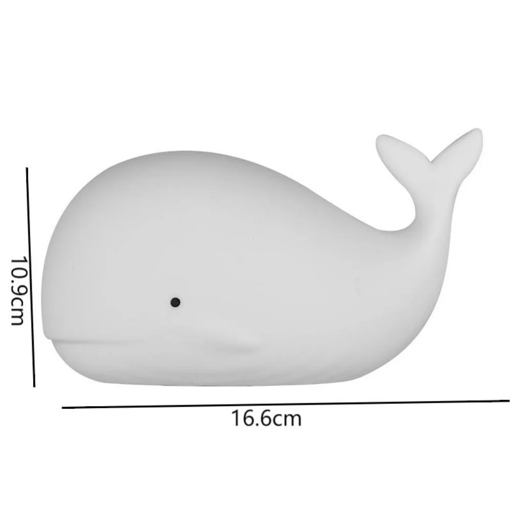 Cute Cartoon Whale LED Night Lights Soft Silicone USB Rechargeable RGB Atmosphere Lamp Bedroom Sleep Lamp Holiday Gifts