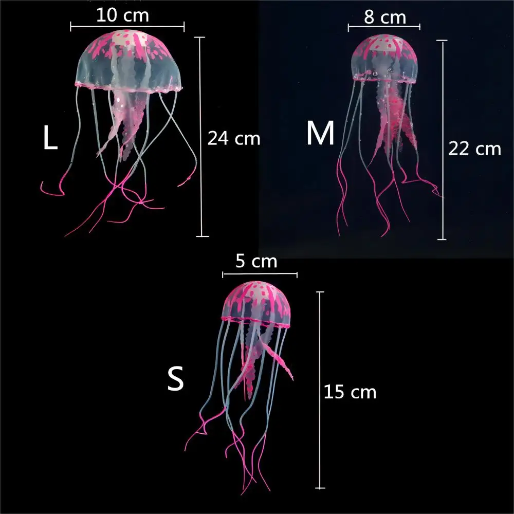 1 Pc Artificial Fluorescent Jellyfish Aquarium Decoration Silicone Fish Tank Simulation Landscape Goldfish Tank Landscaping