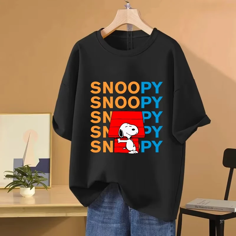 

Snoopy Cartoon Anime Women T-shirt Summer Short Sleeve 100% Cotton Men Women Tee Shirts Tops 2025 New Fashion Couple Clothes Top