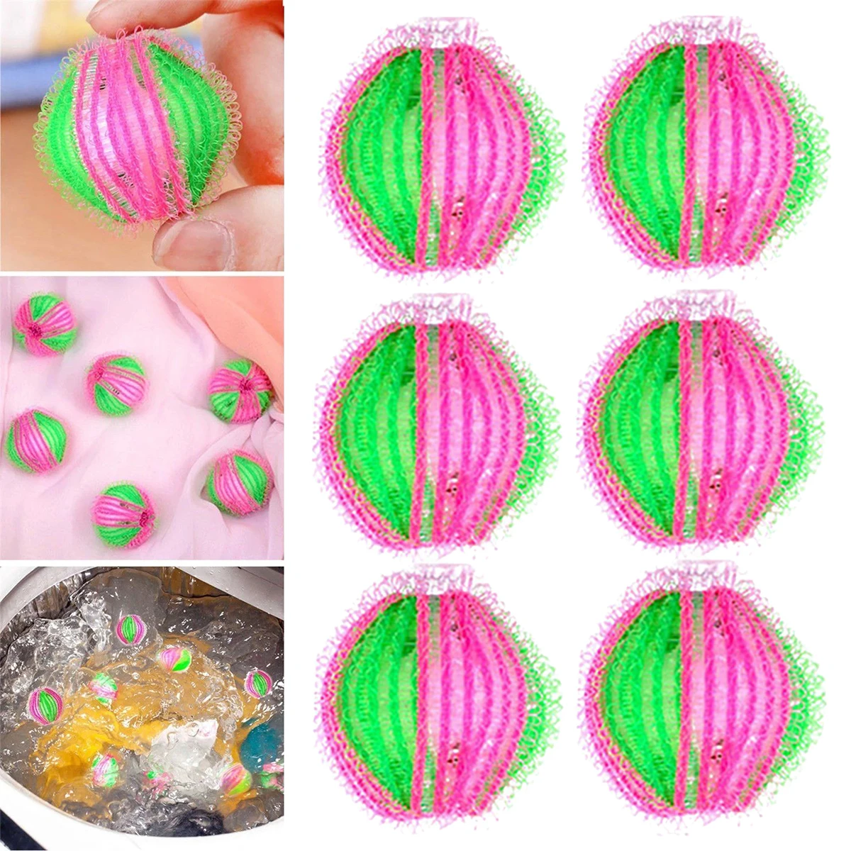 6pcs Magic Hair Removal Laundry Ball Clothes Personal Care 6pcs Hair Ball Washing Machine Cleaning Ball Grabs Fuzz Hair