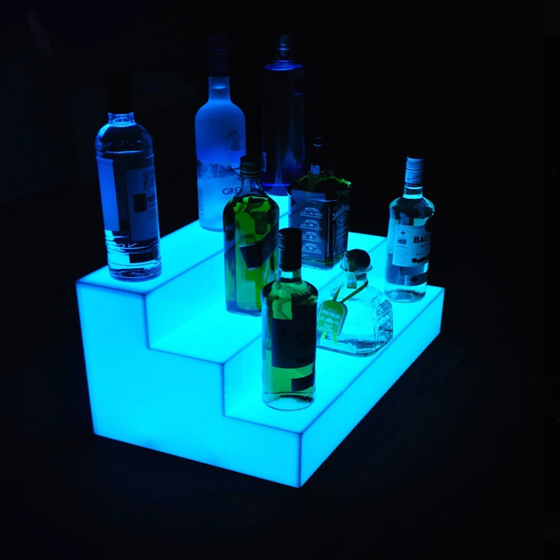 

Настенная полка Tinya Custom Home Party Wall Mounted Premium Glow Step 2 Tier LED Bar Shelf Display для бутылок с алкоголем с дистанционным управлением через приложение