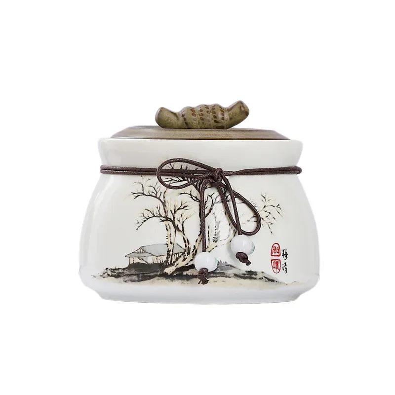 Ceramic tea can, empty can, small half a catty sealed can