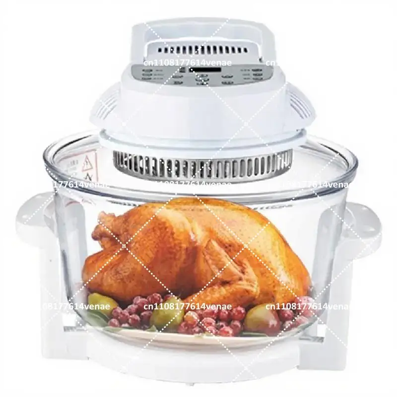 12L Digital Halogen Convection Oven with Glass Bowl, Turbo Air Fryer Transparent 220-240V