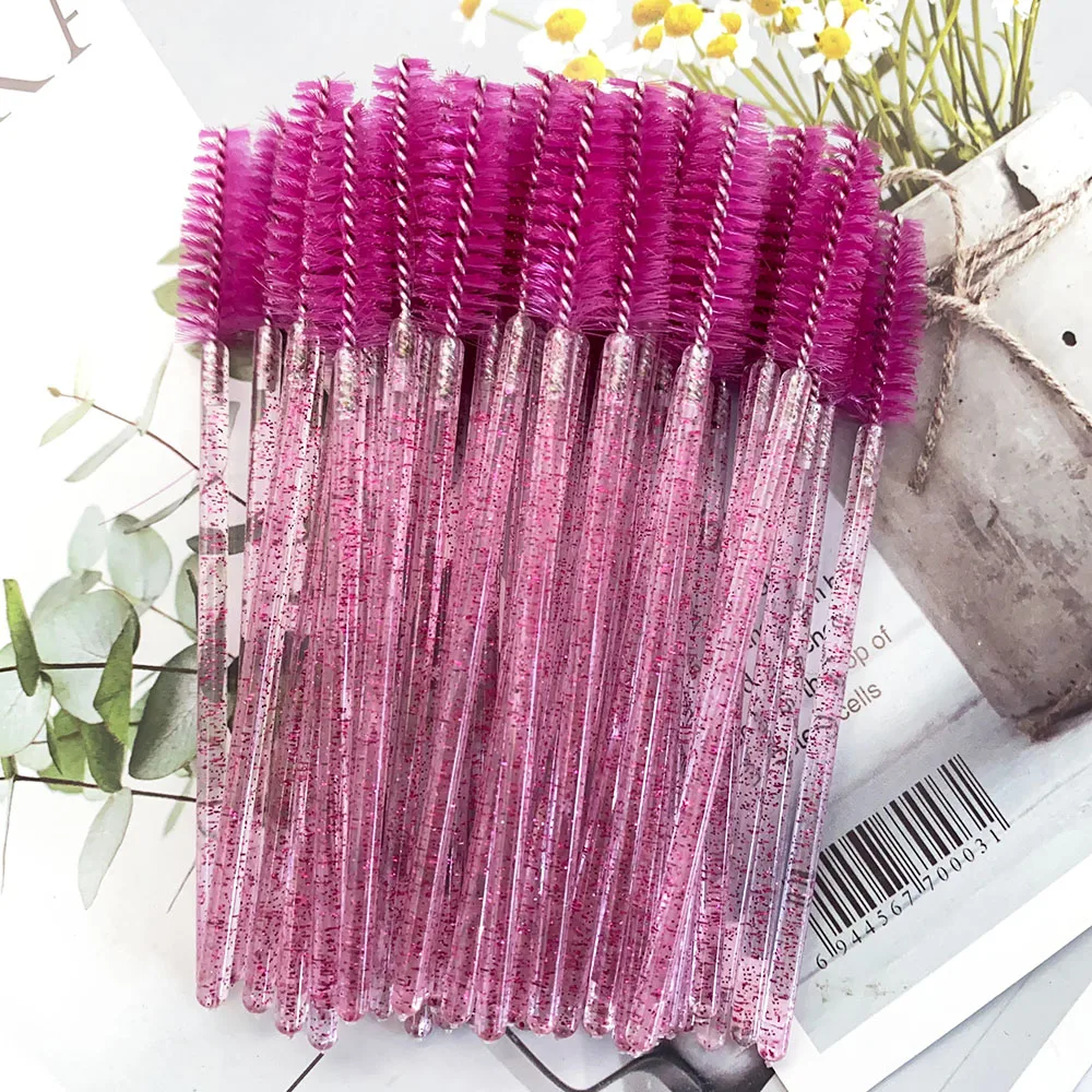 500Pcs Crystal Eyelash Makeup Brush Diamond Handle Mascara Wands Eyelash Extension Tool