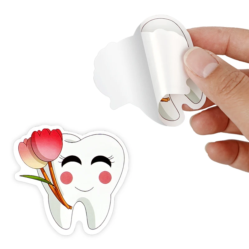 50/100Pcs Cute Cartoon Tooth Shape Stickers Label Tooth Fairy Paper Sticker for Phone Case scrapbook Decor Dentist Gift Reward