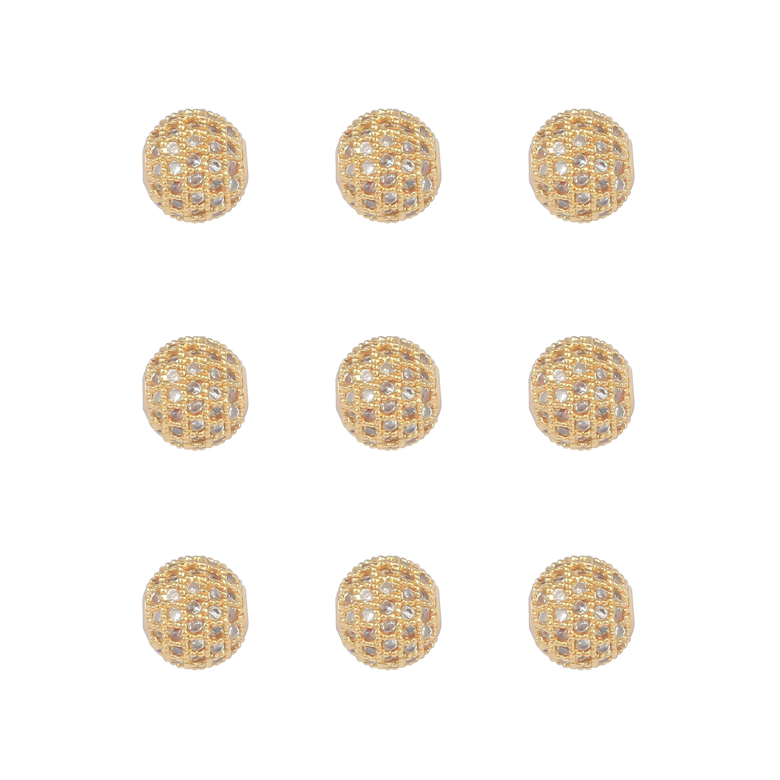 30pcs/Lot CZ Spacer Round Bead Brass Micro Pave Cubic Zirconia Beads Jewelry Making Diy Charms Bracelet Wholesale CZBS40-41