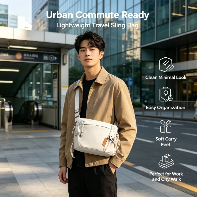 Lightweight 395g Men's and Women's Crossbody Bag Waterproof Multi Pocket Travel Shoulder Bag  Casual Daily Commuting Outdoor Bag