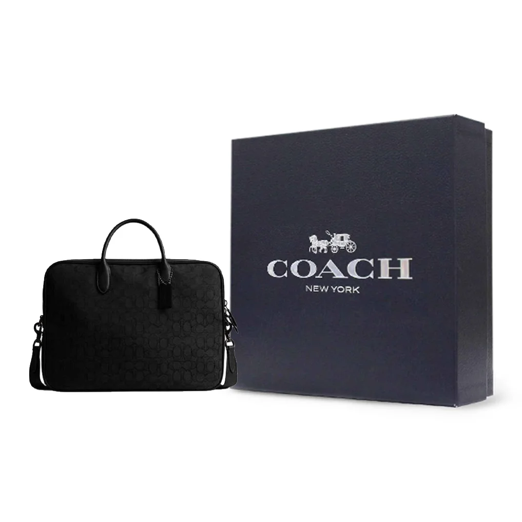 COACH Fabric Briefcases Large Men's Black CAK97-BLK