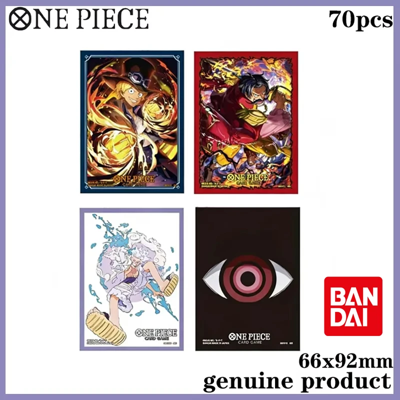 Bandai Hot Anime One Piece Opcg Card Sleeves Collection 70pcs Top Characters Nika Roger Imu Sabo Official Card Game Gift Toys