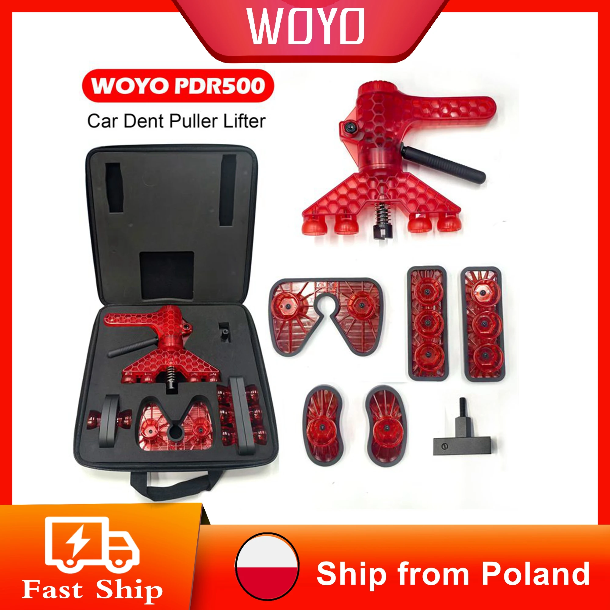 

WOYO PDR500 PDR Lifter Kit For Car Dent Repair Tool, With 3 Kinds of Foot Pad & Long Tabs Adapter, Adjust the Width by Foot Pad