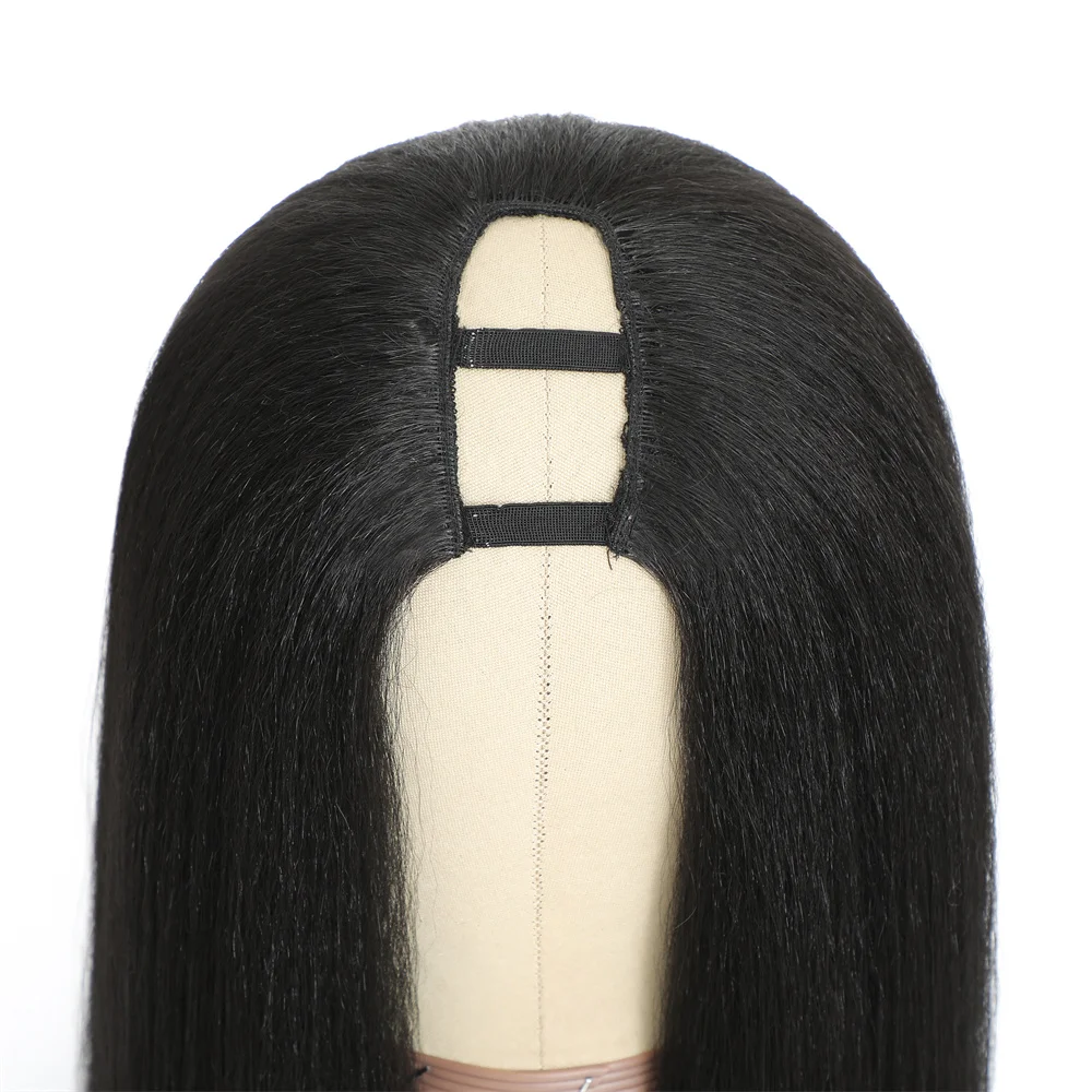 U Part 16-30 Inch Synthetic Long Straight Wig Natural color Glueless for Black Women Daily Partry  No Glue  In 150% Density