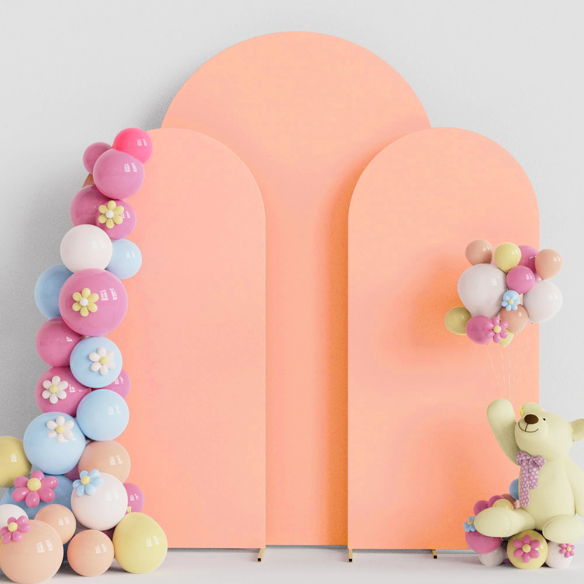 Couverture d'arc de pêche de mariage, toile de fond en tissu ajusté en Spandex sur 2 côtés, adaptée à la décoration d'arc de mariage de fête d'anniversaire