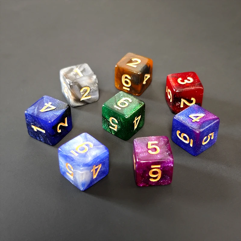6 جوانب نرد متعدد السطوح مختلط الألوان D6 بريق النرد ل DND RPG الرياضيات تعليم لعب الأدوار منضدية ألعاب المجلس الملحقات