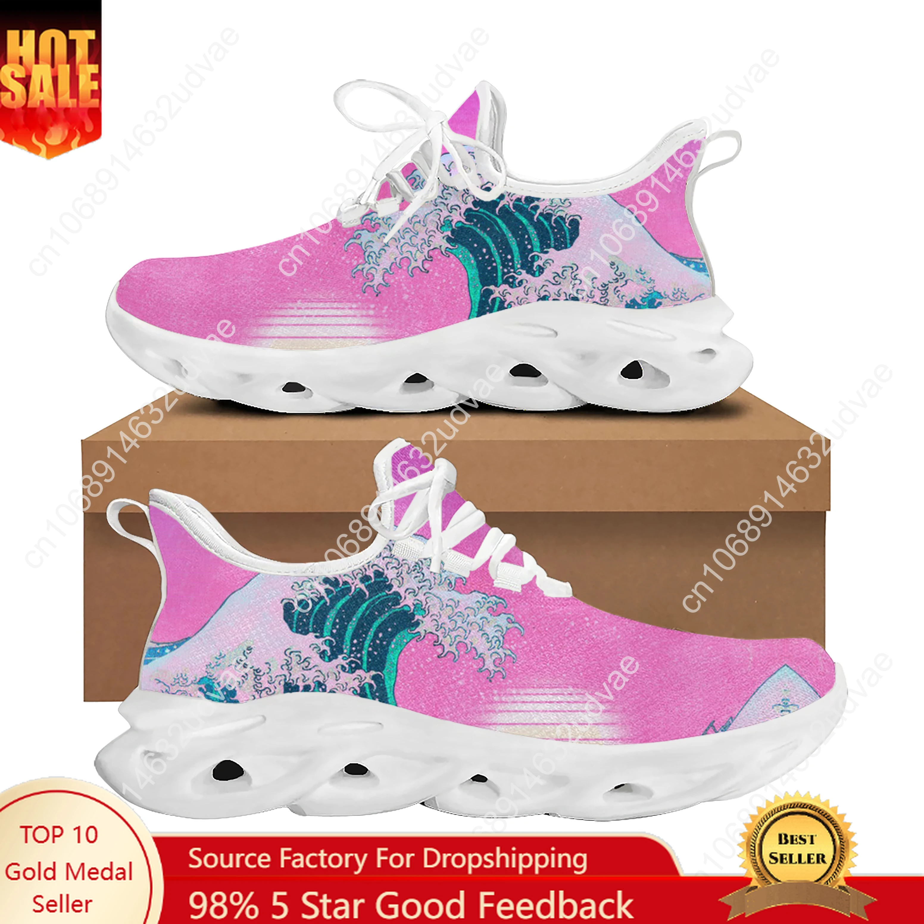 

The Great Wave off Kanagawa Flats Sneakers Mens Womens Teenager Sports Running Shoes Cowboy Cartoon Custom Lace Up Mesh Footwear