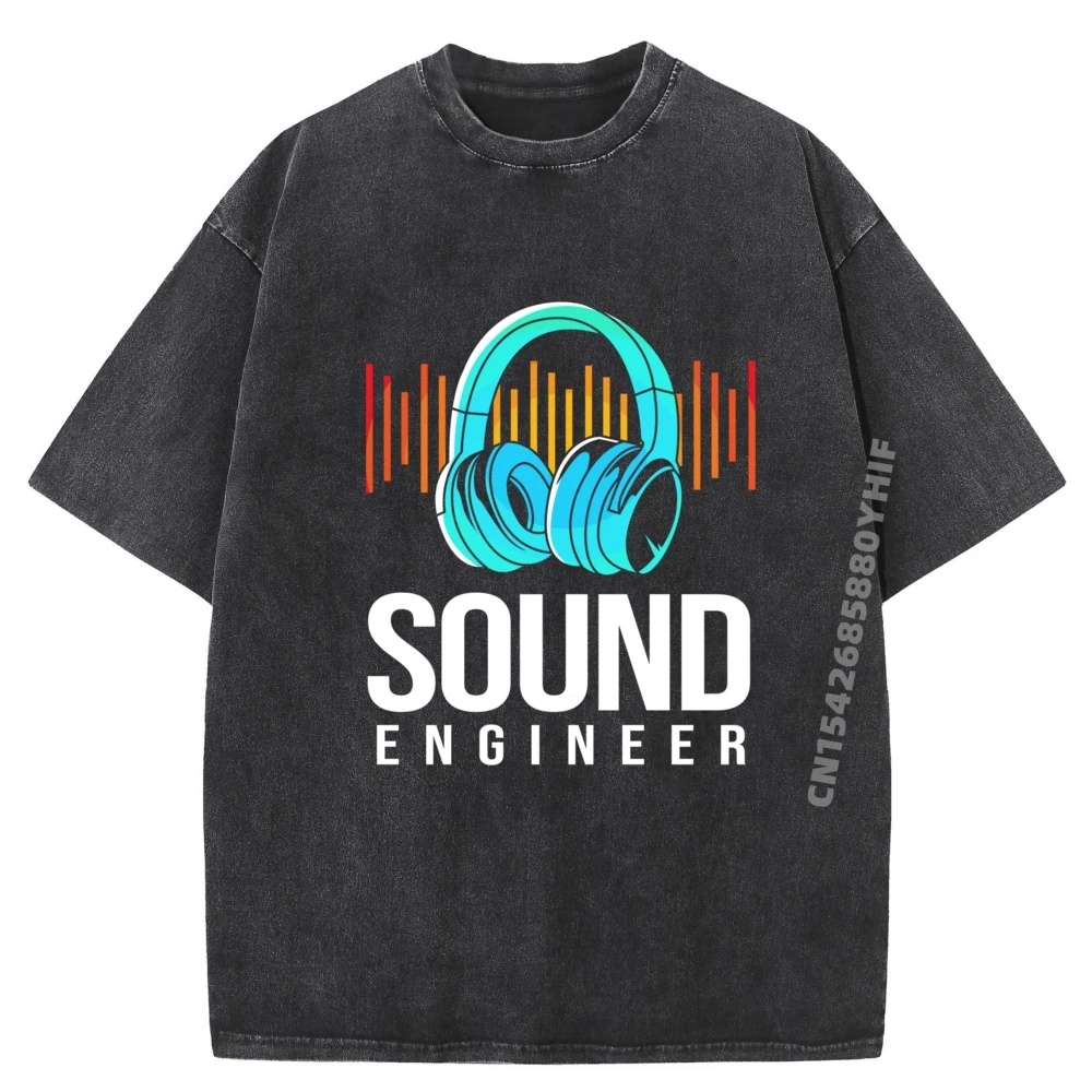 

Mens Tops Music Audio Recording Sound Engineer Funny T Shirts Oversized Washed Shirt Men Streetwear Clothing