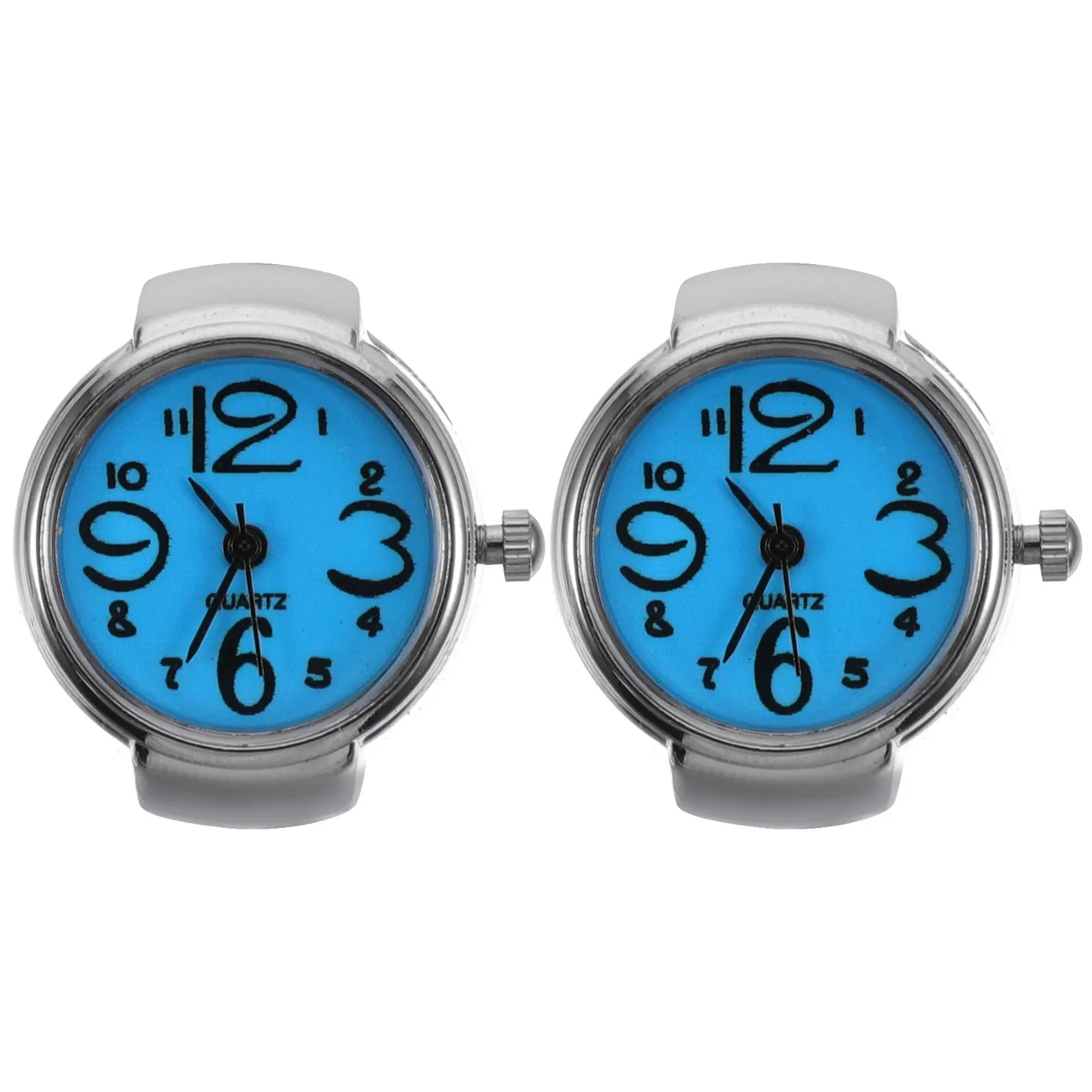 

2Pcs Finger Ring Watch Stylish and Exquisite Design Ideal Gift for Friends Women Multi Occasion Use Blue Ring Watch