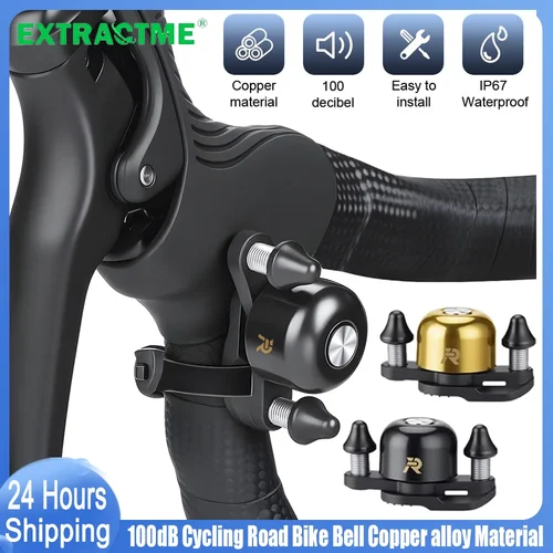 Extractme Mini campana para bicicleta de carretera, aleación de cobre, 100db, campana para manillar de ciclismo, doble campana, diseño de martillos, accesorios para ciclismo
