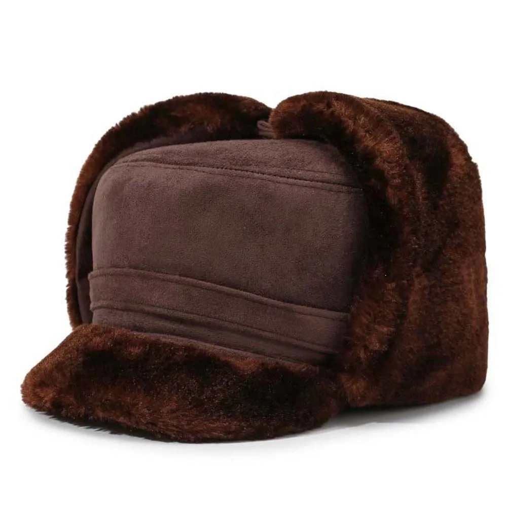 Warmer Hat Thickened Winter Trapper Hat Thermal Insulated Earflap Flat Top Durable Soft Lei Feng Cap Father