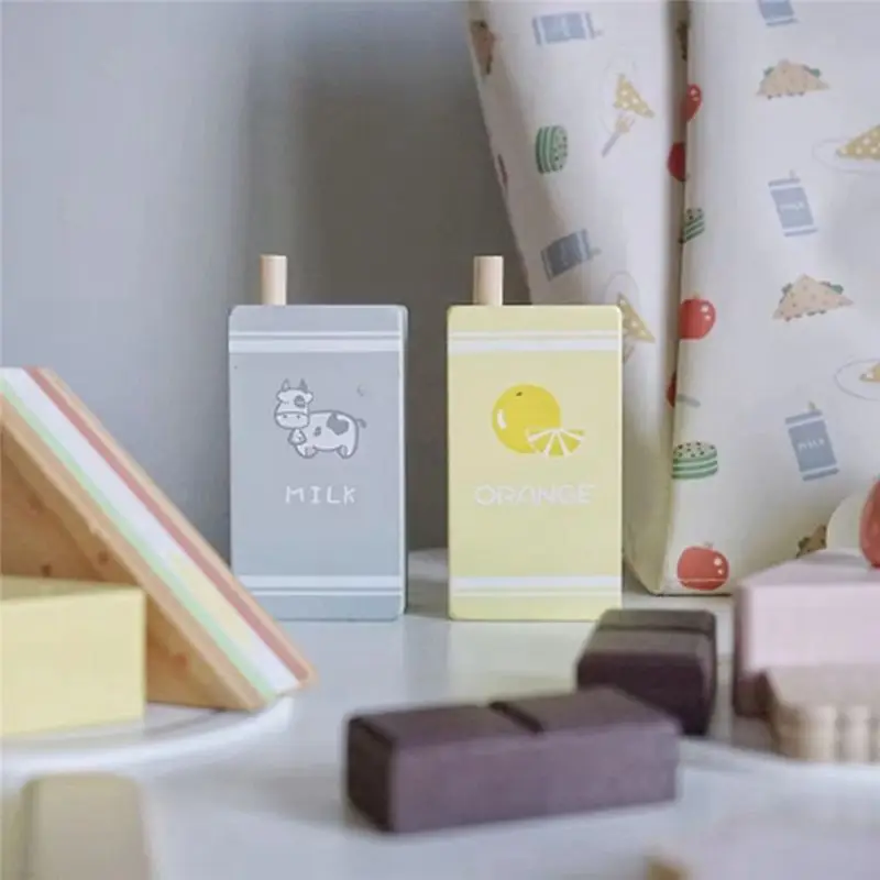 ODIES-Juego de simulación de madera para niños, paquete de pastel de Picnic, bolsa de comida de cocina para niña, juego educativo de imitación