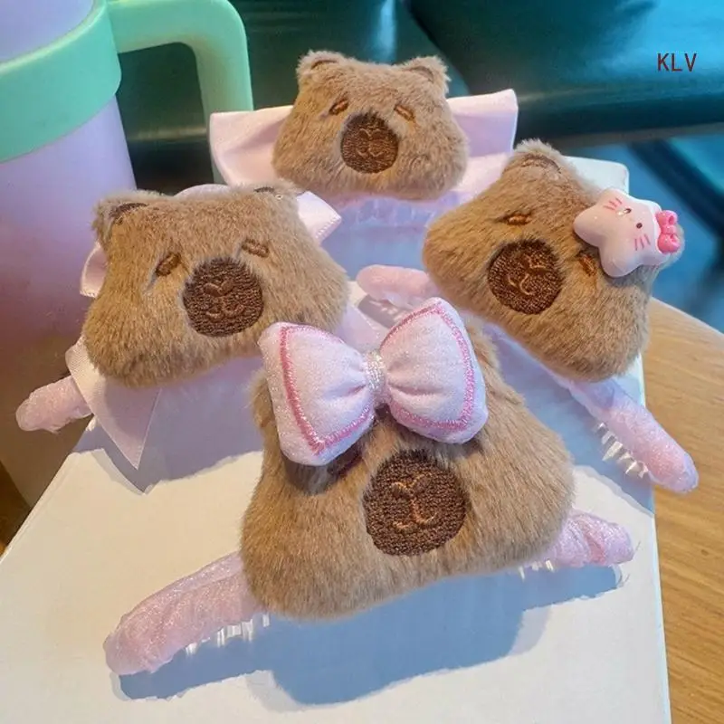 

Bowknot Capybara Hair Claw Clip for Women Lovely Cartoon Hair Claw Hair Clamp Plush Hair Grab Girl Winter Hair Ornament