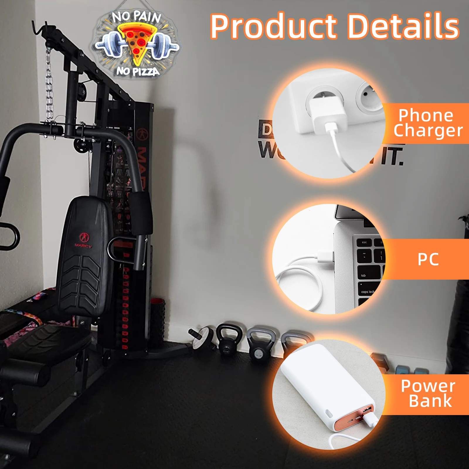 الصالة الرياضية النيون لا ألم لا البيتزا الأشعة فوق البنفسجية المطبوعة علامات ل جدار ديكور عكس الضوء الدمبل الحديد اللياقة البدنية نادي هدية للمراهقين غرفة الرياضة