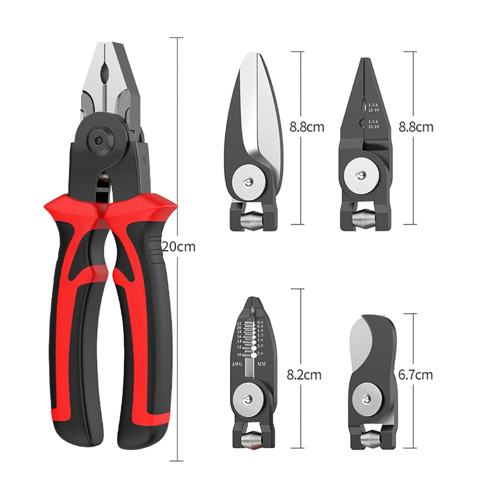 Multifunctional Replaceable Electrician Pliers Wire Stripping Pliers Wire Cutting Needle-Nosed Pliers Special Tool 5 In 1