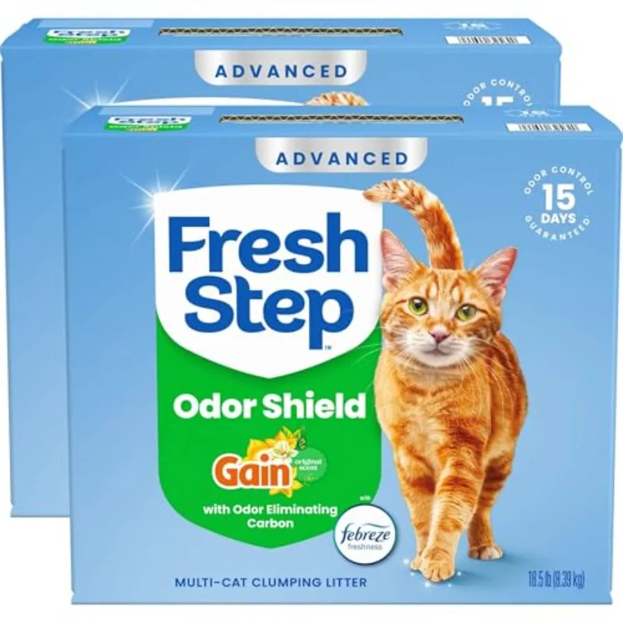

Odor Shield Advanced Multi Cat Clumping Litter with Febreze Freshness Gain Original Scent 18.5 lb Each Pack of 2 Natural Clay W