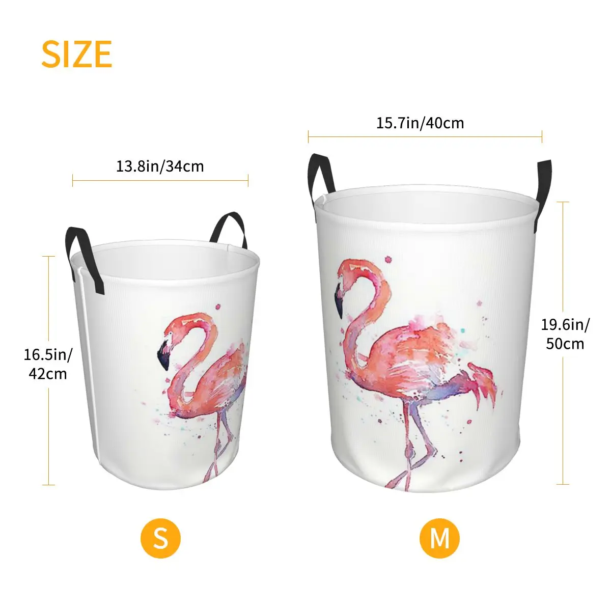 Pink Flamingo Watercolor Illustration Dirty Laundry Baskets Foldable Large Waterproof Clothes Toys Basket For Home Kids - view 6