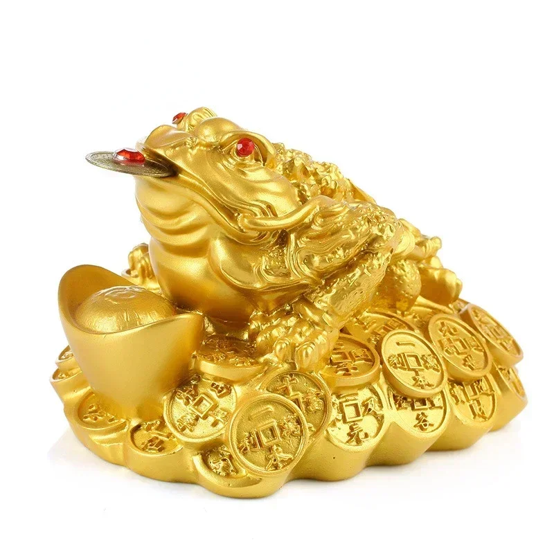 Feng Shui Toad Money LUCKY Fortune Wealth Chinese Golden Frog Toad Coin Home Office Decoration ornamenti da tavolo regali fortunati