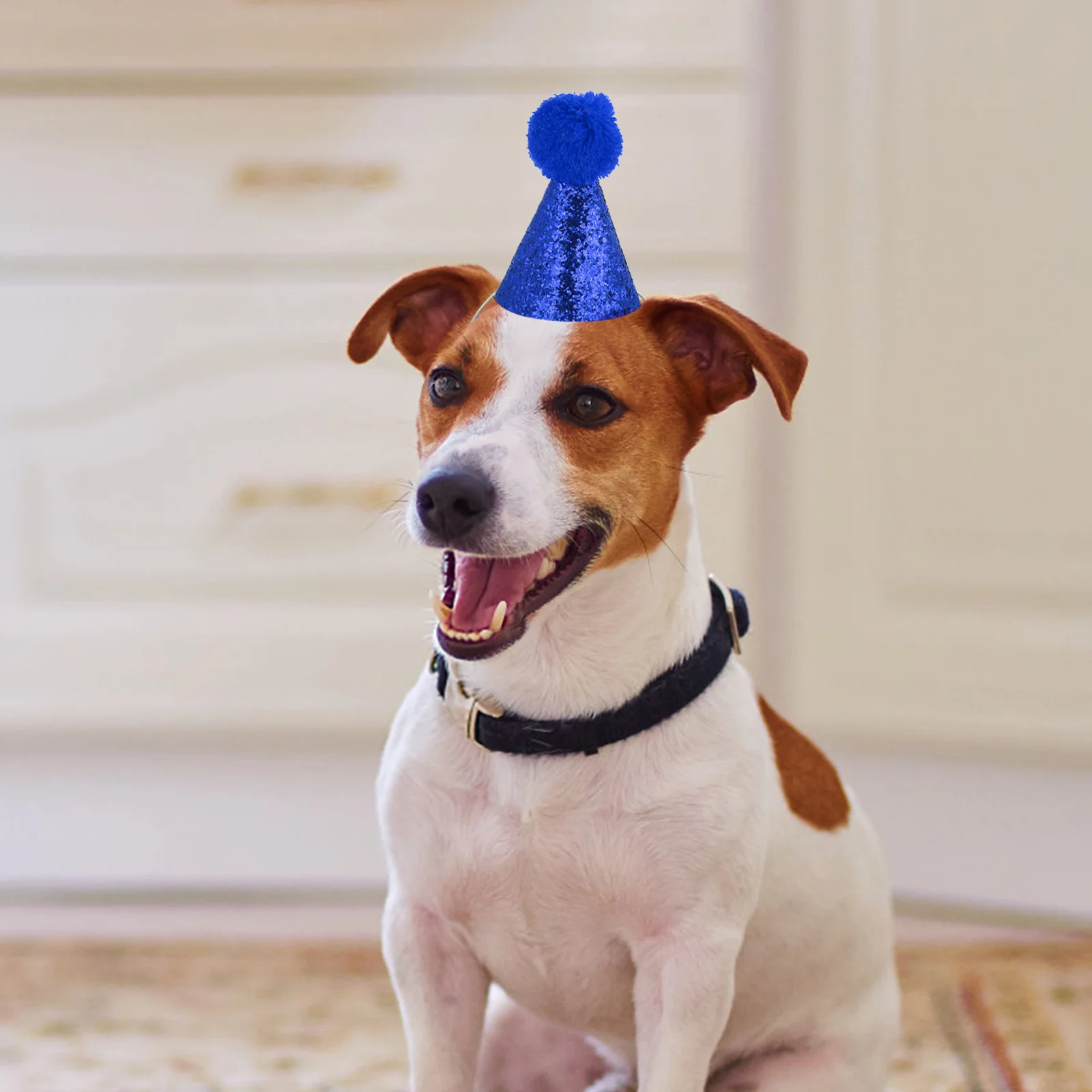 

4pcs Pet Birthday Hats Glittering Dog Party Caps Breathable Comfortable Design For Puppy Festival Decoration Supply